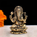 Profound Craft Brass Ganesha Idol for Good Luck & Worship | 1 Mini Ganpati Hindu God Statue Figurine Perfect for Car Dashboard Decoration Puja & Gifting Purpose Sculpture (Weight- 13gm)