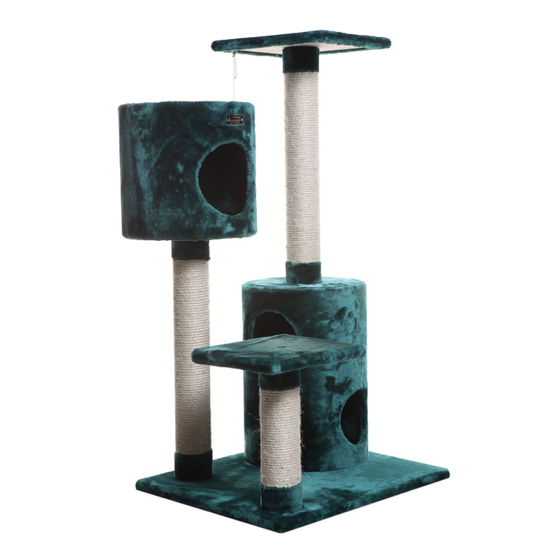 Armarkat Real Wood Cat Tree Condo House With 2 Private Condos 43" Green A4301