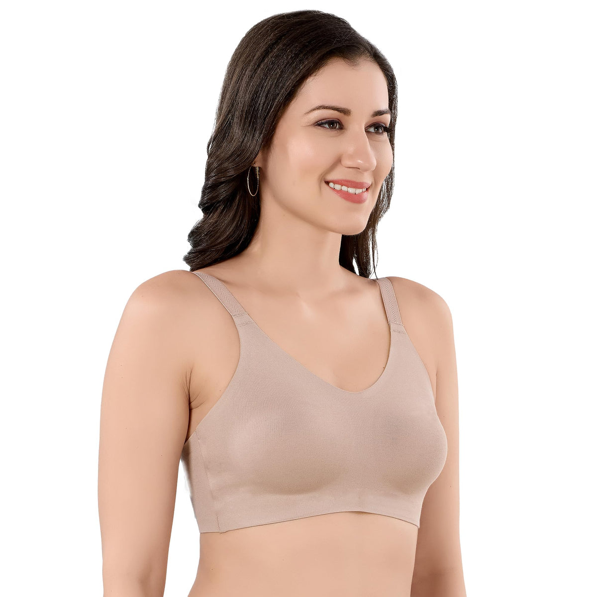 TRYLO Riza Invisia Women's Hosiery Fabric Non-Padded Non-Wired Double-Layered Molded Cups Seamless Full Coverage Bra