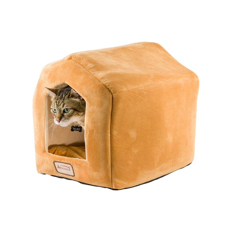 Armarkat Small Indoor Cat house, Cat Beds With Mat, MachIne Washable, C27CZS/MH,  Earth Brown and Beige