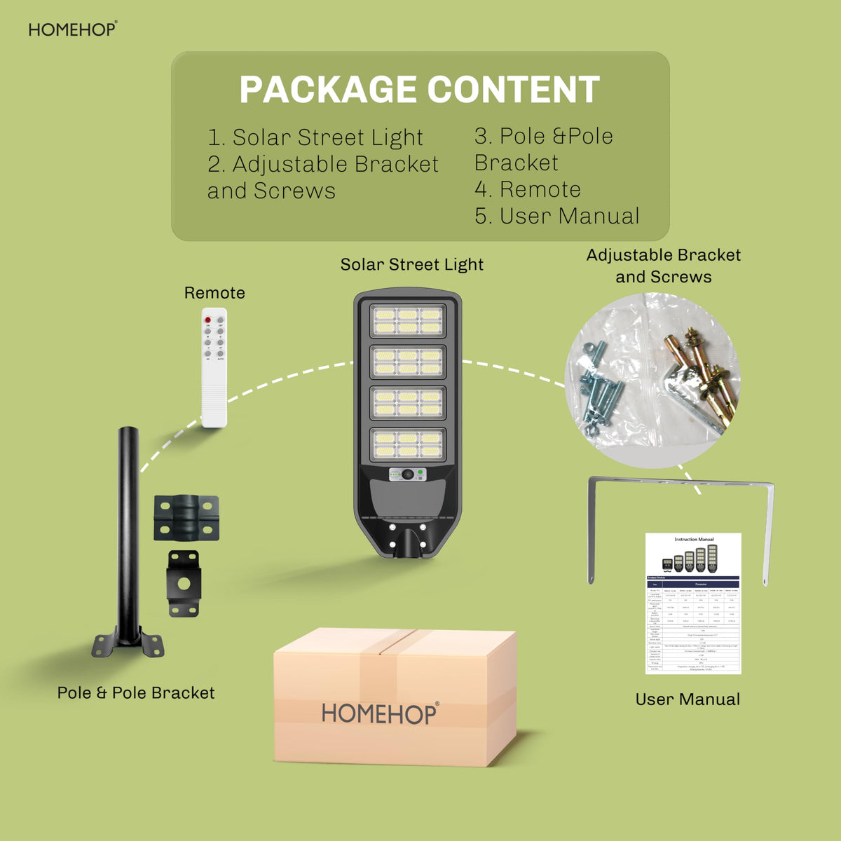 Homehop Solar Light Outdoor Home Garden 300W Street Motion Sensor Security