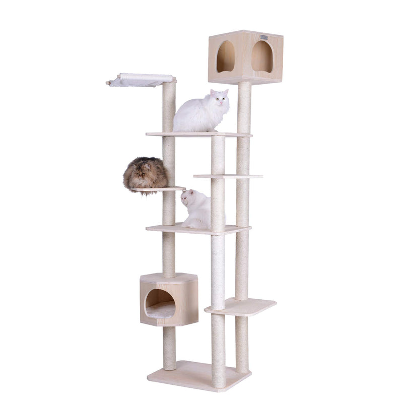 Armarkat Real Wood Premium Scots Pine 89-Inch Cat Tree with Seven Levels, Two Playhouses