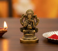 ESPLANADE Brass Ganesha Ganesh Bal Ganesh Ganpati Ganapati Murti Moorti Idol Statue - Home Decor - Golden - 2 Inches (Small Size)