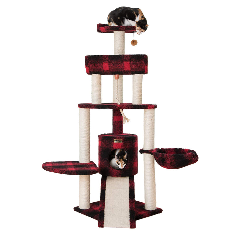 Armarkat B5806 Classic Real Wood Cat Tree With Multiple Features, Jackson Galaxy Approved, Four Levels With Rope, Basket, Ramp, Perch, and Condo