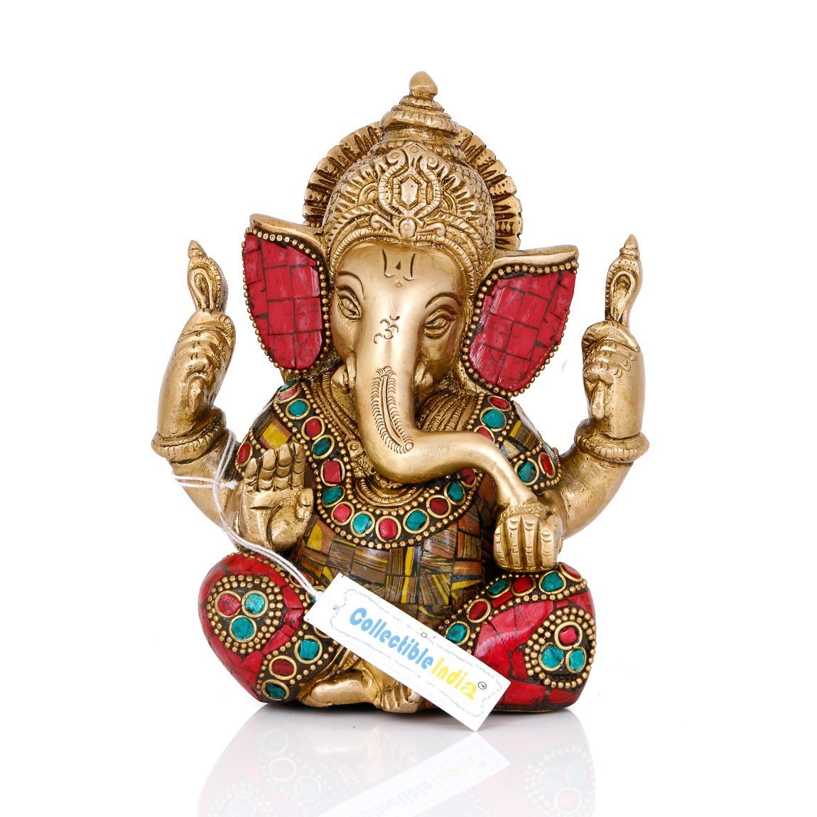 Collectible India 5.5 Lord Ganesha Brass Idol Statue for Pooja Home Décor Gifts, God Ganesh Sculpture Diwali Decoration Items.