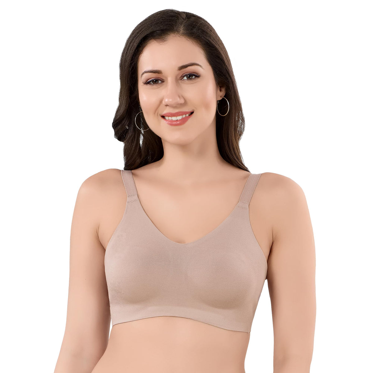 TRYLO Riza Invisia Women's Hosiery Fabric Non-Padded Non-Wired Double-Layered Molded Cups Seamless Full Coverage Bra
