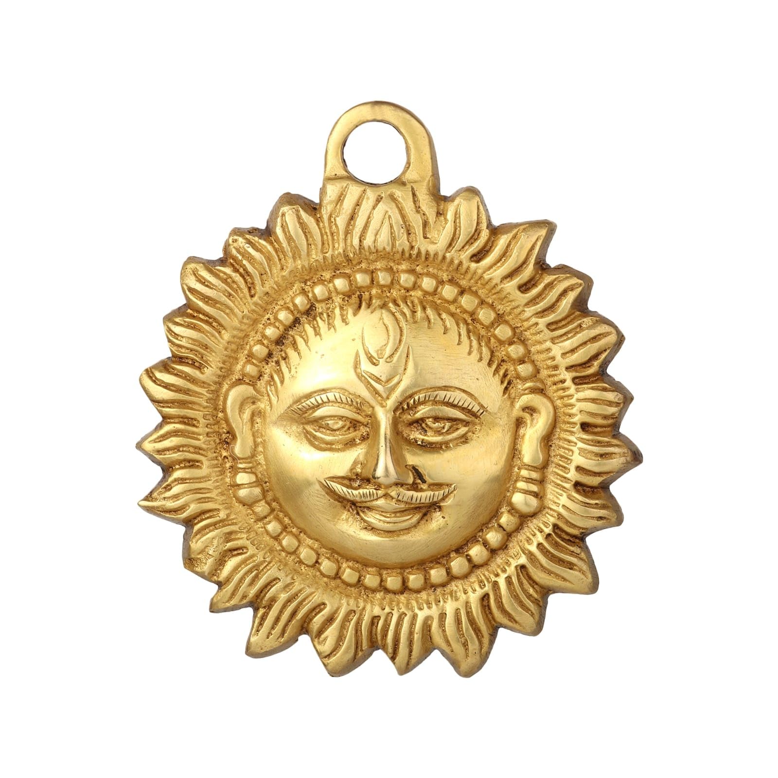 Pick End Now Brass Sun Surya Face Idol Sculpture for Positivity at Home & Office | Product Dimensions - 4X0.5X4.5Inches, 300Gm