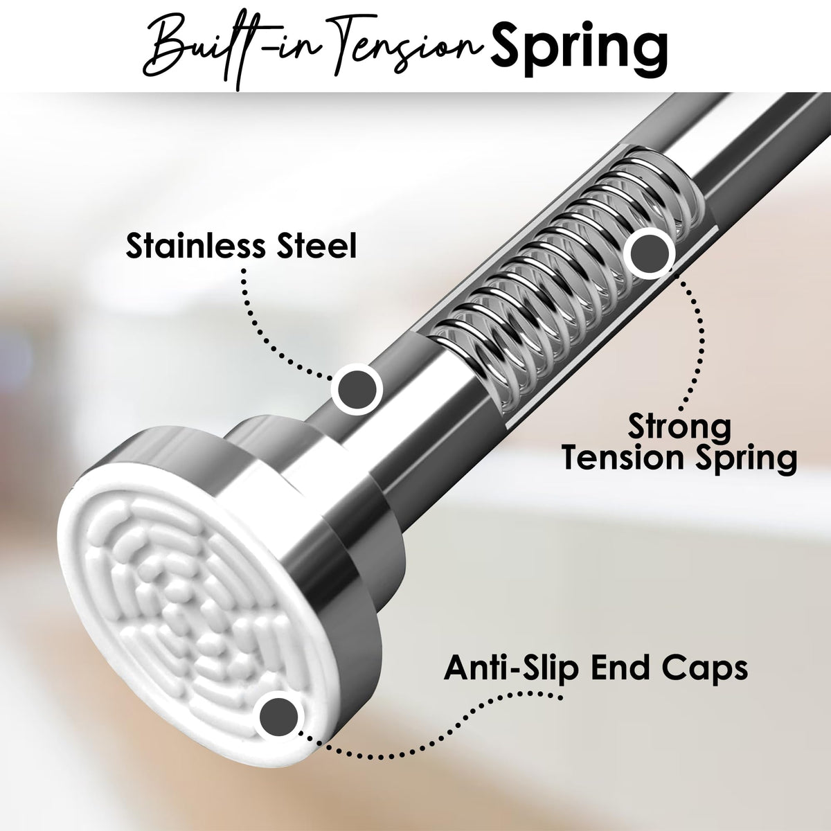 Story@Home Curtain Rod 105-195 CM Extendable Shower Curtain Tension Rod
