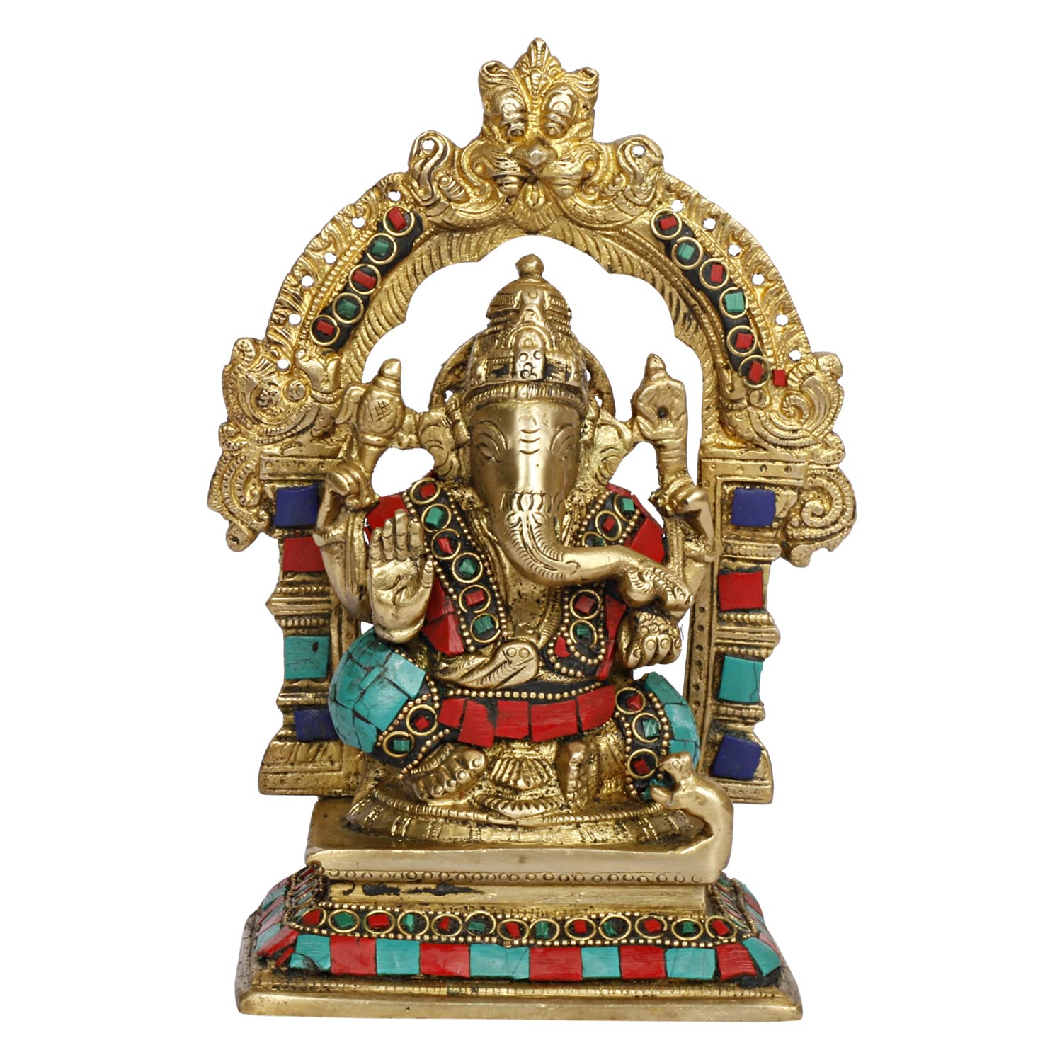 Kartique Brass Ganesha Idol, 7 Inches