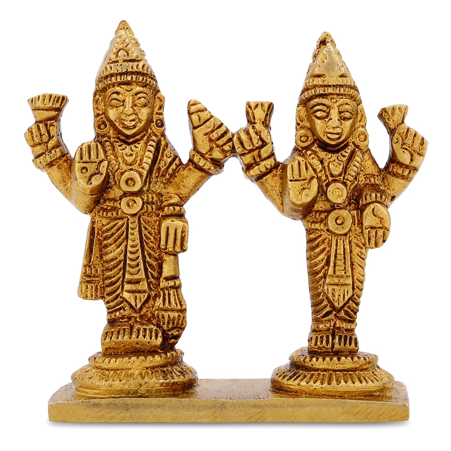 Sehaz Artworks Lakshmi Narayan Brass God Idols for Pooja Room | Car Dashboard God Idol | Lakshmi Devi Idol | Brass Idols for Pooja | Laxmi Idol | Vishnu Murti | Laxmi Narayan Murti - 2.5 x 2.5 Inches