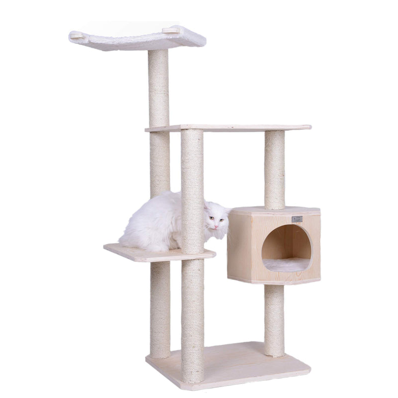 Armarkat Real Wood Premium Scots Pine 54-Inch Cat Tree with Three Levels, Perch, Condo