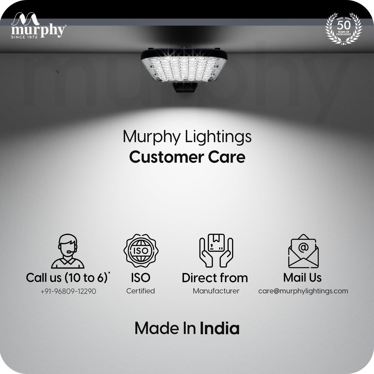 Murphy Aluminium Led 15 Watts Ip-65 Bis Approved Waterproof Outdoor Electric-Corded Street Light, Cool White