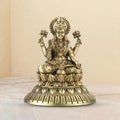 Shilpkala Brass Kamal Laxmi Idol with Fine Detailing & Antique Finish, Idols for Pooja Room, Livingroom, Office Table, Idol Gift for Housewarming & Wedding, (2.3 Inch, Coffee Antique)