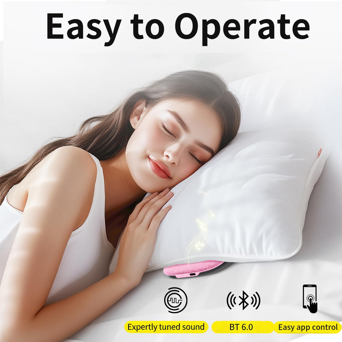 Bluetooth Pillow Speaker-Mini Portable Under Pillow Speaker with White Noise |Timer, Wireless Sleep Aid with Stereo Bass Private Sleep Headphones for Side Sleepers-Pink