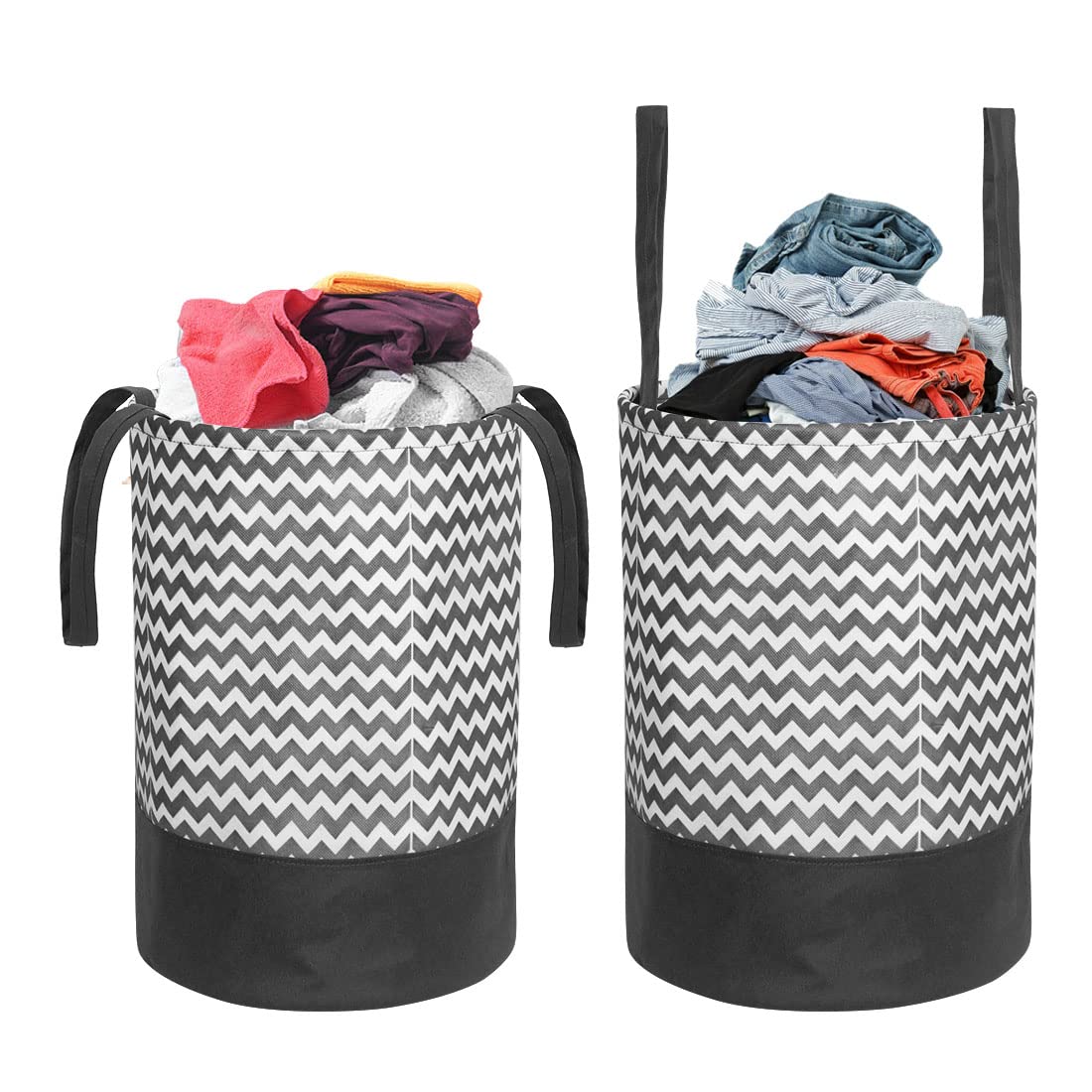 PrettyKrafts F1246 Canvas Laundry Bag, Toy Storage, Laundry Storage (45 L) (Set of 2 Pieces)- Black Wave