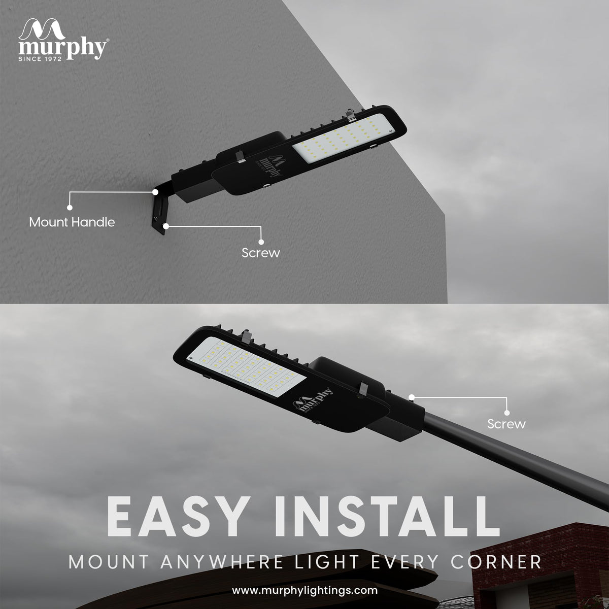 Murphy Aluminium Led 15 Watts Ip-65 Bis Approved Waterproof Outdoor Electric-Corded Street Light, Cool White