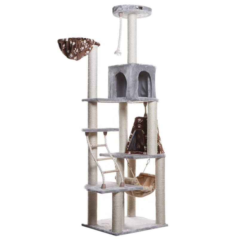 Armarkat Real Wood Cat Climber Play House, A7802 Cat furniture With Playhouse, Lounge Basket