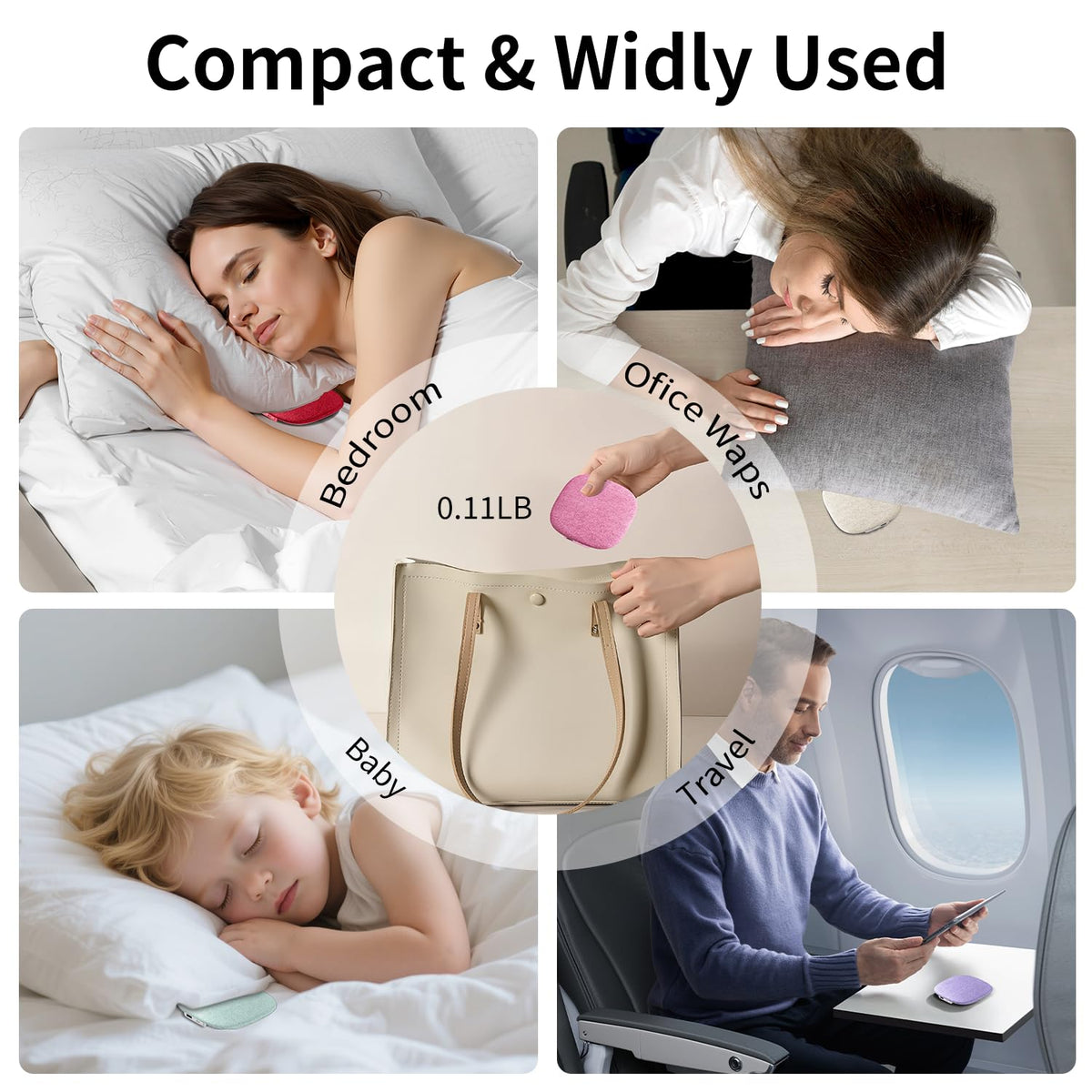 Bluetooth Pillow Speaker-Mini Portable Under Pillow Speaker with White Noise |Timer, Wireless Sleep Aid with Stereo Bass Private Sleep Headphones for Side Sleepers-Pink