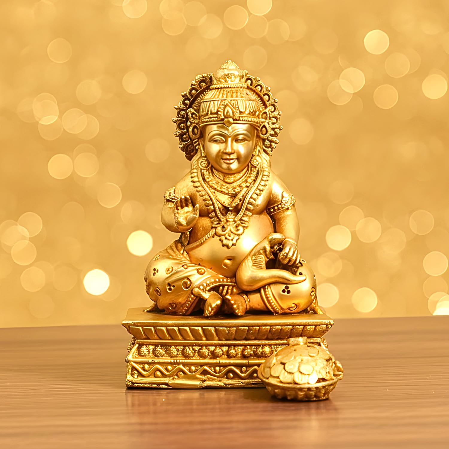 UPHARKARO Brass Kuber Idol 2.5 Inch– Prosperity & Money God Idol for Pooja & Gift