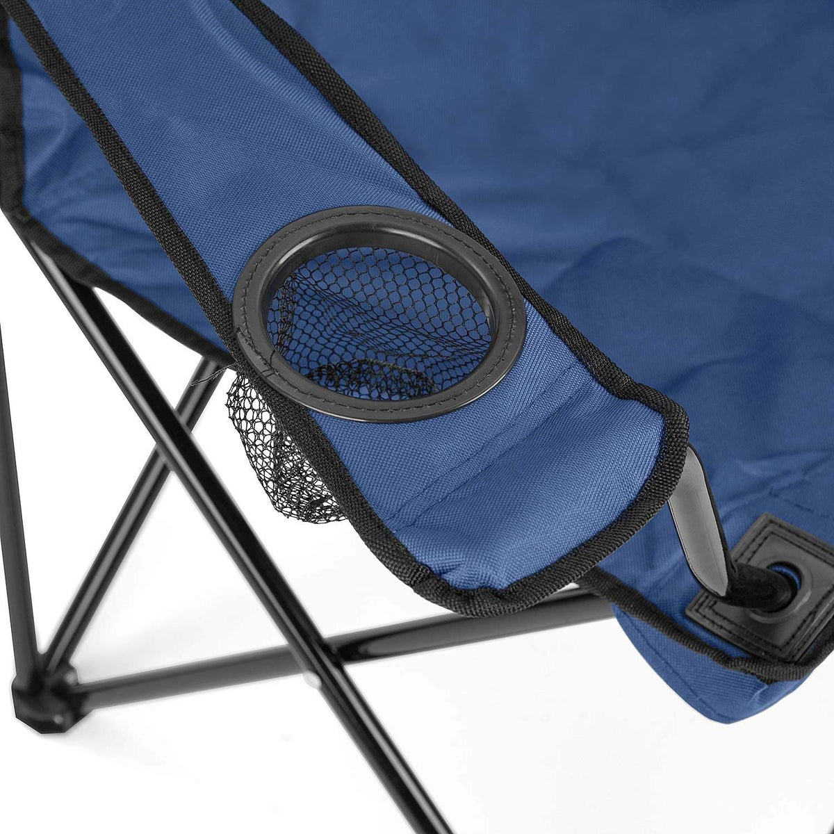 Niyam Folding Chair Big with Side Pocket - Portable Foldable Nylon Base Fabric Camping Chair for Fishing Beach Picnic Outdoor Garden Chair (Moon, Black)