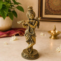 Araliyaindia | Brass Flute Krishna Idol | (5.5 inch Height 150 gm)
