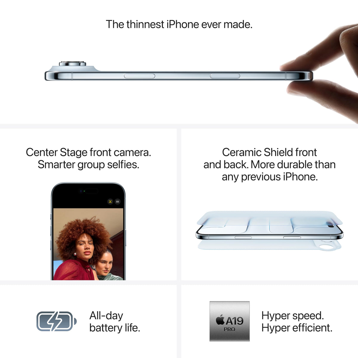 Apple iPhone Air 256 GB: Thinnest iPhone Ever, 16.63 cm (6.5″) Display with Promotion up to 120Hz, Powerful A19 Pro Chip, Center Stage Front Camera, All-Day Battery Life; Space Black