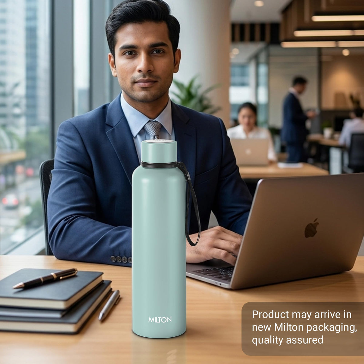 Milton Aura 1000 Thermosteel Water Bottle, 24 Hr Hot and Cold I Leak Proof Lid, ISI Certified I Vacuum Insulated I for Office, Gym, School I Grey