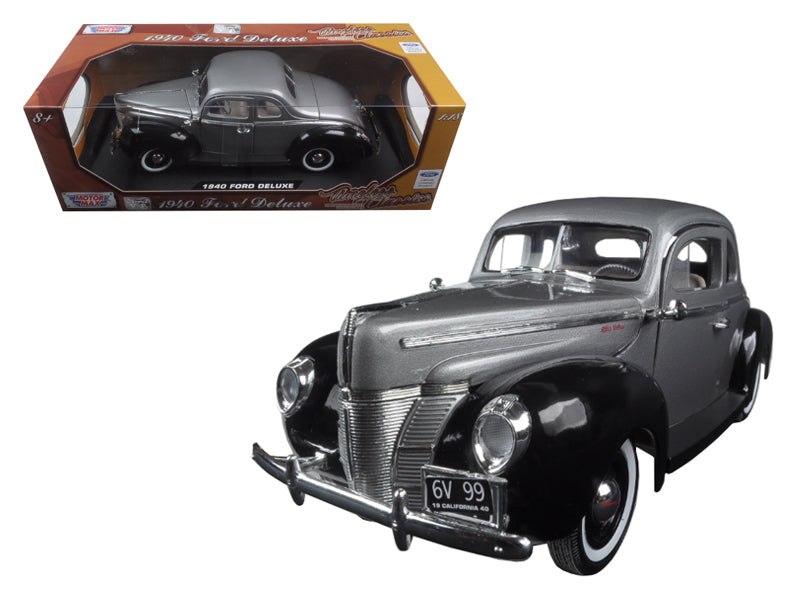 1940 Ford Deluxe Grey with Black Timeless Classics 1/18 Diecast Model Car by Motormax