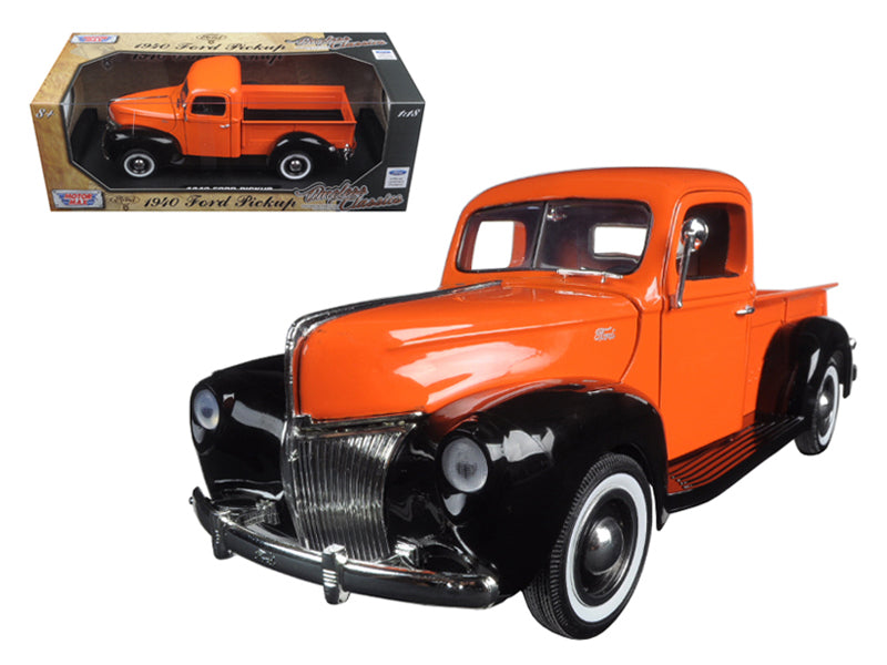 1940 Ford Pickup Truck Orange Timeless Classics 1/18 Diecast Model Car by Motormax