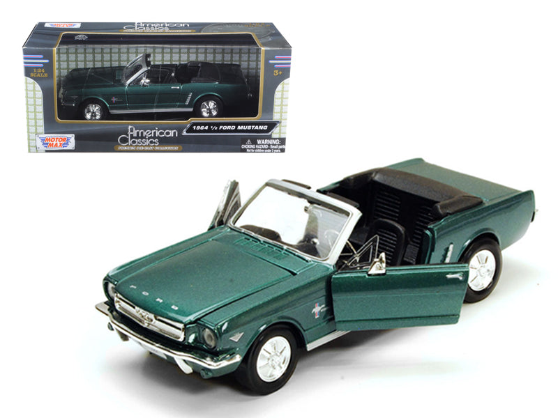 1964 1/2 Ford Mustang Convertible Green Metallic 1/24 Diecast Model Car by Motormax