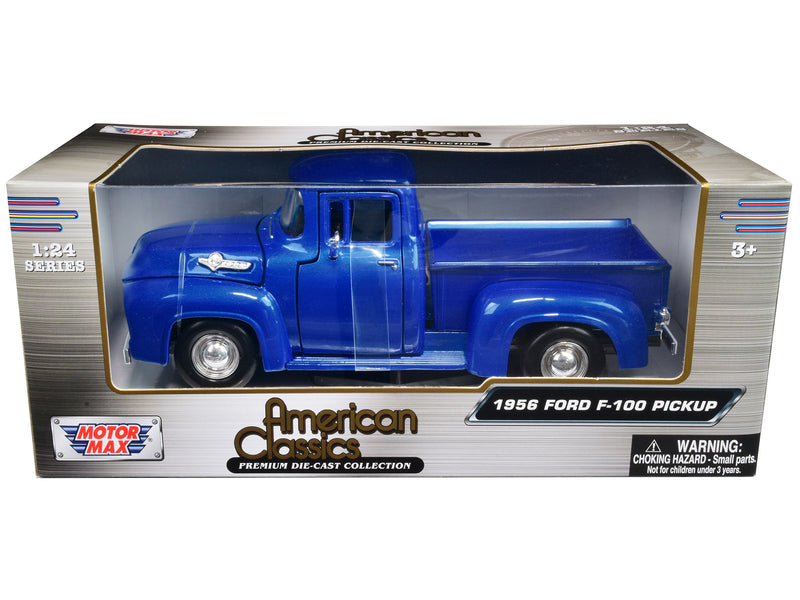 1956 Ford F-100 Pickup Truck Blue Metallic American Classics Series 1/24 Diecast Model Car by Motormax