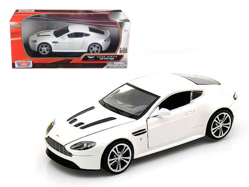 Aston Martin V12 Vantage Pearl White 1/24 Diecast Car Model by Motormax