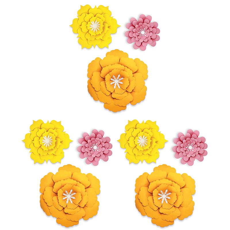 Creatively Inspired Orange, Yellow, Pink Flowers, 3 Per Set, 3 Sets