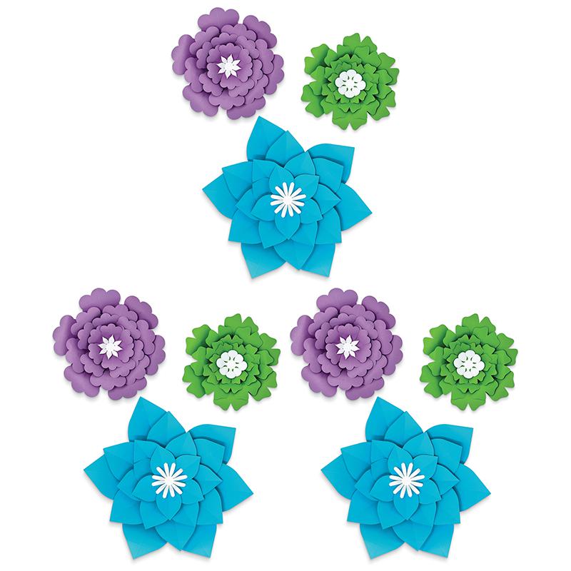 Creatively Inspired Blue, Purple, Green Flowers, 3 Per Set, 3 Sets