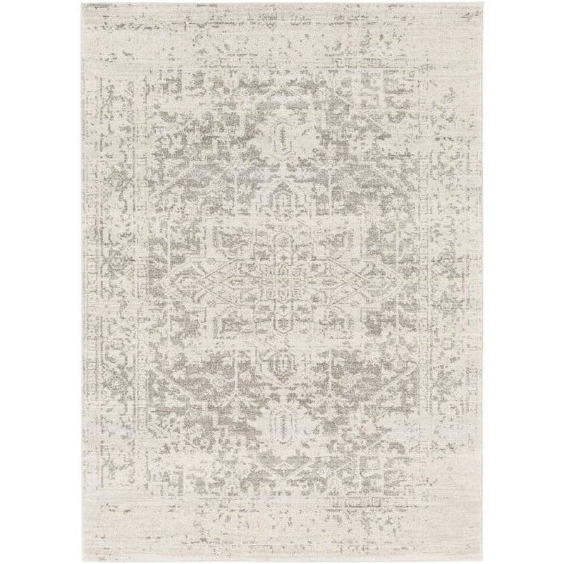 5 x 7 Distressed Oriental Area Rug in Light Grey / Beige