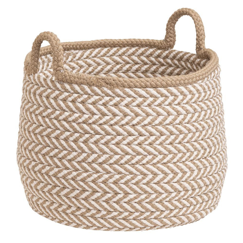 Prevé Basket - Taupe & White 15"x15"x15"