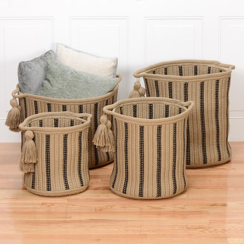 Dublin Basket - Taupe & Black 16"x16"x18"