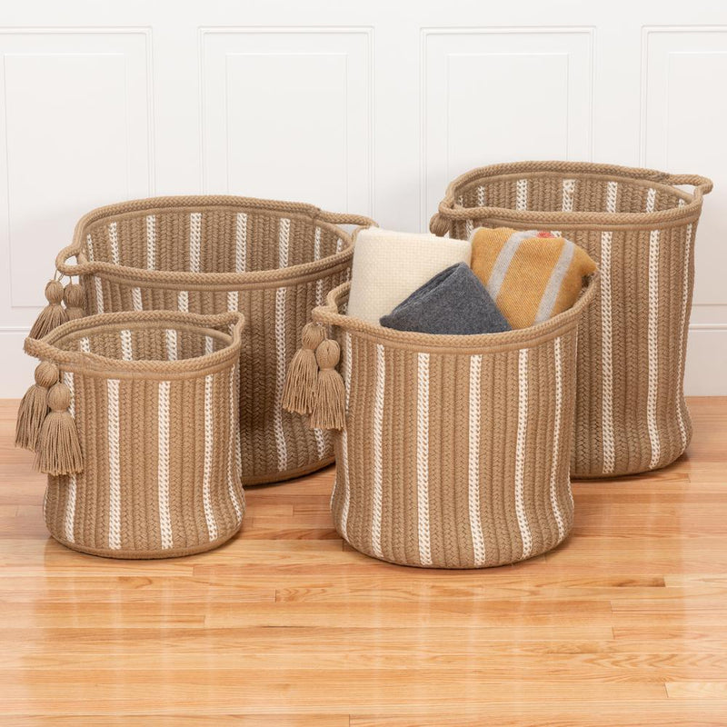 Dublin Basket - Taupe & White 16"x16"x18"