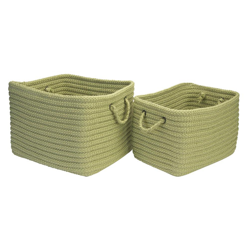 Modern Farmhouse Braided Mudroom 2-Piece Storage Set - Sage