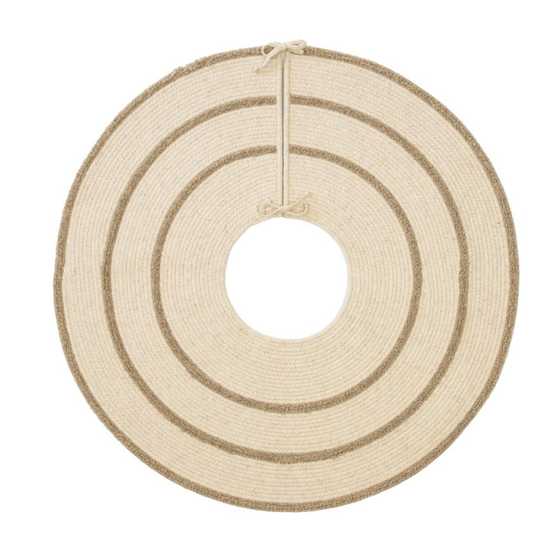 Cozy Natural Wool Stripe Holiday Tree Skirt - Natural 50” x 50”