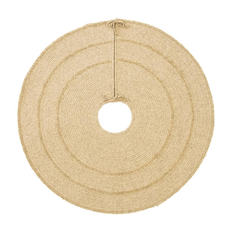 Cozy Natural Wool Stripe Holiday Tree Skirt - Beige 50” x 50”