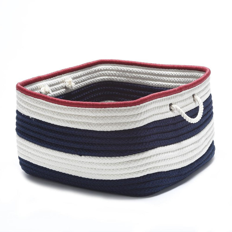 Nautical Stripe Navy/Red RECT 14x14x10