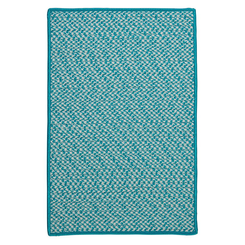 Outdoor Houndstooth Tweed - Turquoise 7'x9'