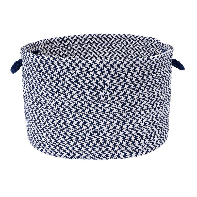 Outdoor Houndstooth Tweed - Navy 18"x12" Utility Basket