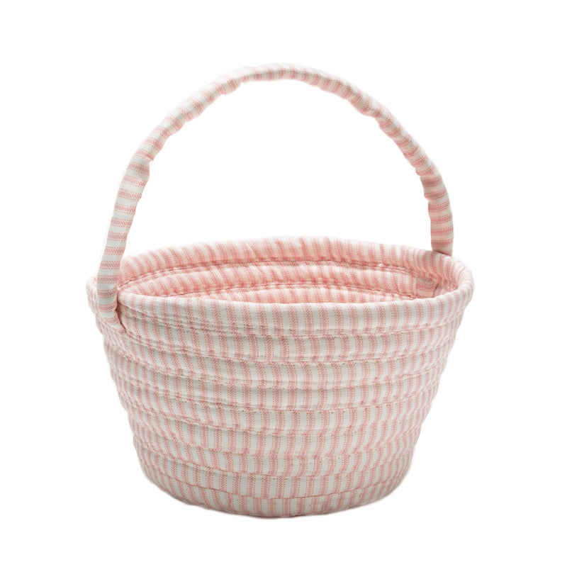 Easter Ticking Basket Pink 8x12x7