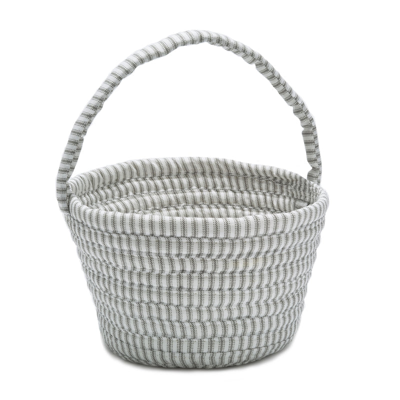 Easter Ticking Basket Gray 8x12x7