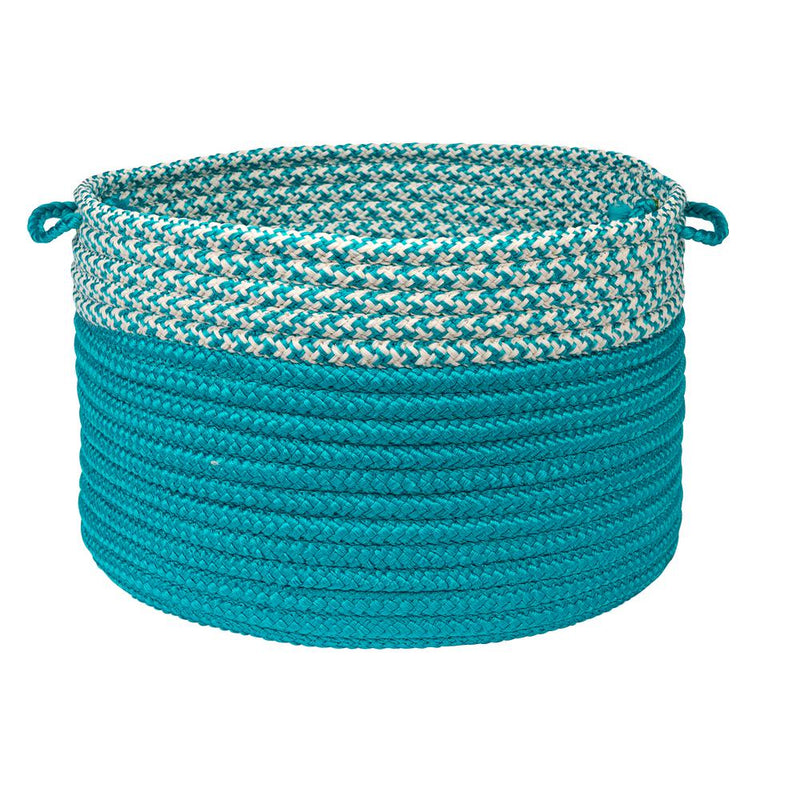 Houndstooth Dipped Basket - Turquoise 14"x10"