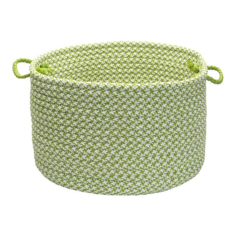 Outdoor Houndstooth Tweed - Lime 18"x12" Utility Basket