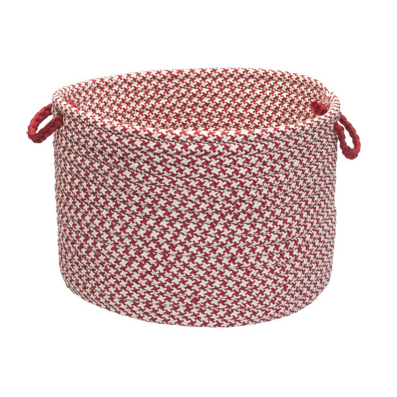 Outdoor Houndstooth Tweed- Sangria 14"x10" Utility Basket