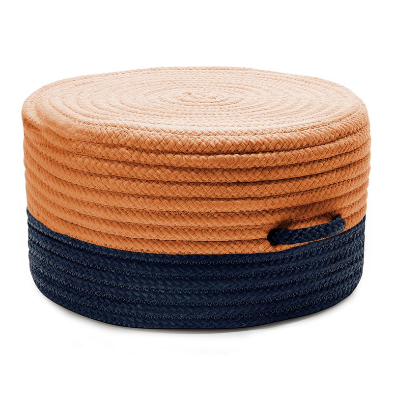 Color Block Pouf Navy/Orange 20"x20"x11"